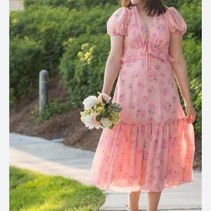 Loveshsvk Fancy for Target peach/pink floral ruffled midi dress, size 16